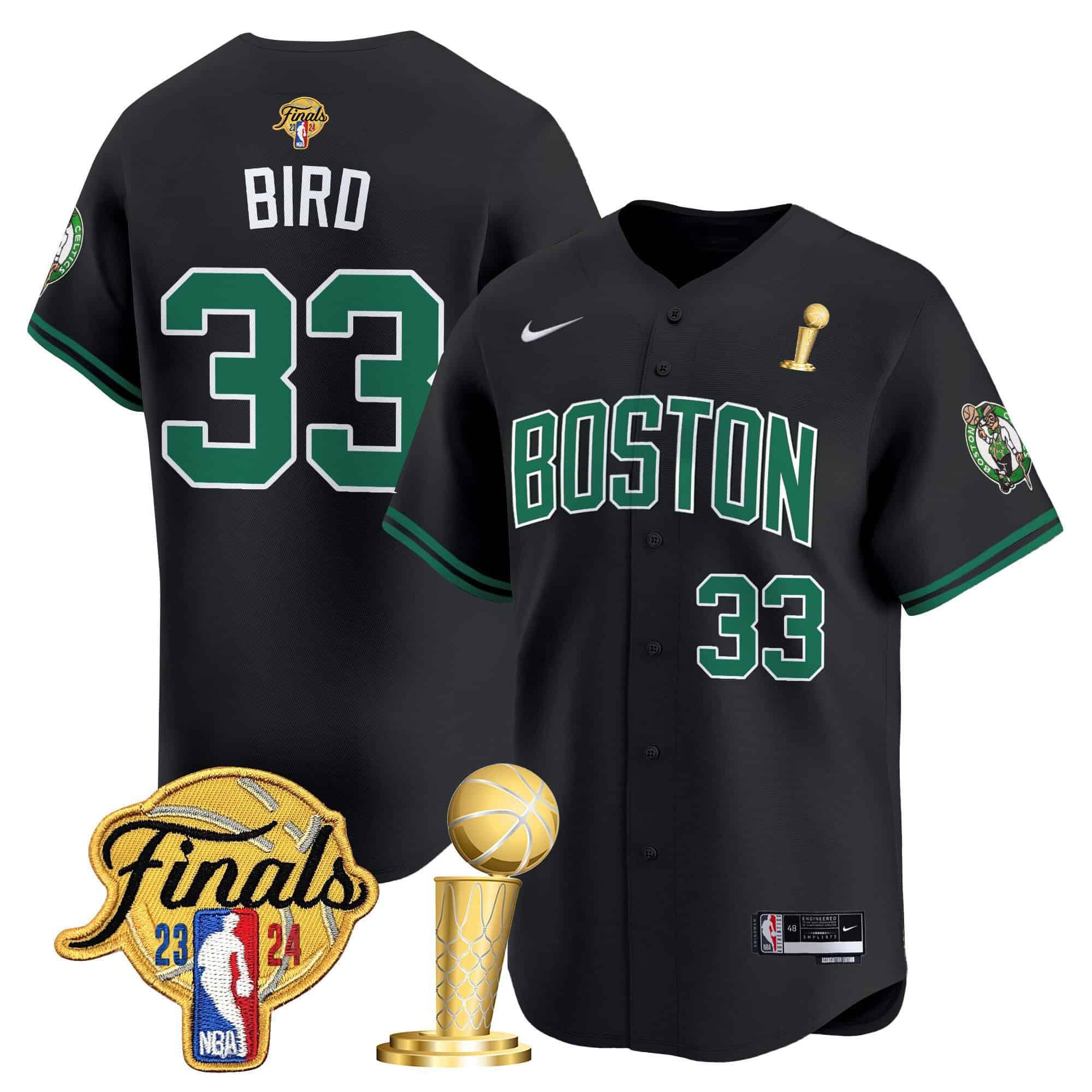 Men Boston Celtics #33 Bird Black 2024 Nike Final & Champions Patch Baseball NBA Jersey->boston celtics->NBA Jersey